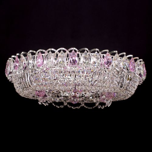 Люстра Кольцо Снежинка розовая в Симферополе Гусь Хрустальный
