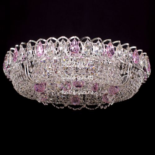 Люстра Кольцо Снежинка розовая в Симферополе Гусь Хрустальный