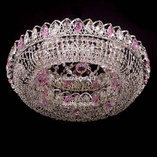 Люстра Кольцо Снежинка розовая в Симферополе Гусь Хрустальный