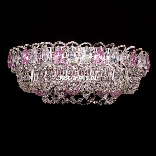 Люстра Кольцо Снежинка розовая в Симферополе Гусь Хрустальный