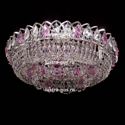 Люстра Кольцо Снежинка розовая в Симферополе Гусь Хрустальный