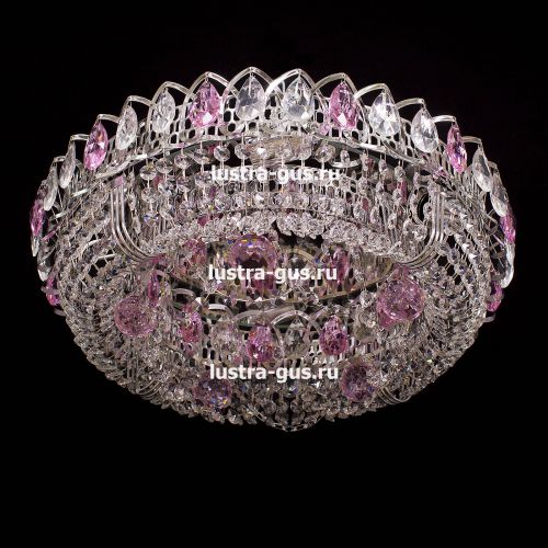Люстра Кольцо Снежинка розовая в Симферополе Гусь Хрустальный