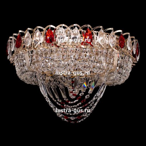 Люстра Кольцо Водоворот красная в Симферополе Гусь Хрустальный