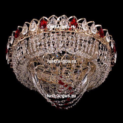 Люстра Кольцо Водоворот красная в Симферополе Гусь Хрустальный