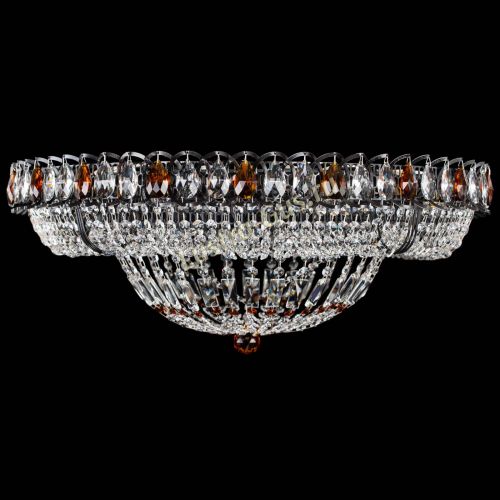 Люстра Кольцо Классика №8 Черная с чайными подвесками в Симферополе Гусь Хрустальный