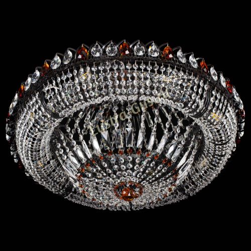 Люстра Кольцо Классика №8 Черная с чайными подвесками в Симферополе Гусь Хрустальный