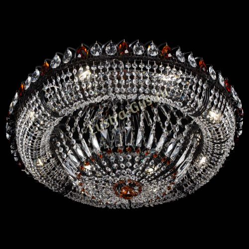 Люстра Кольцо Классика №8 Черная с чайными подвесками в Симферополе Гусь Хрустальный