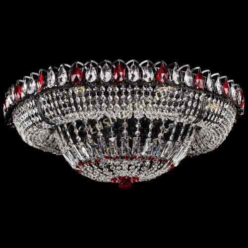 Люстра Кольцо Классика №8 Черная с красными подвесками в Симферополе Гусь Хрустальный