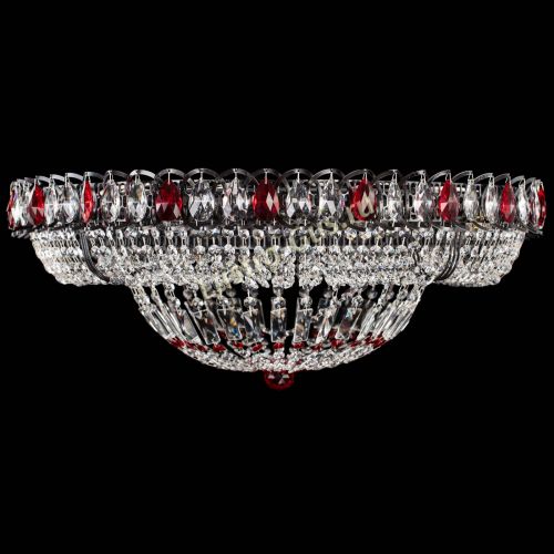 Люстра Кольцо Классика №8 Черная с красными подвесками в Симферополе Гусь Хрустальный