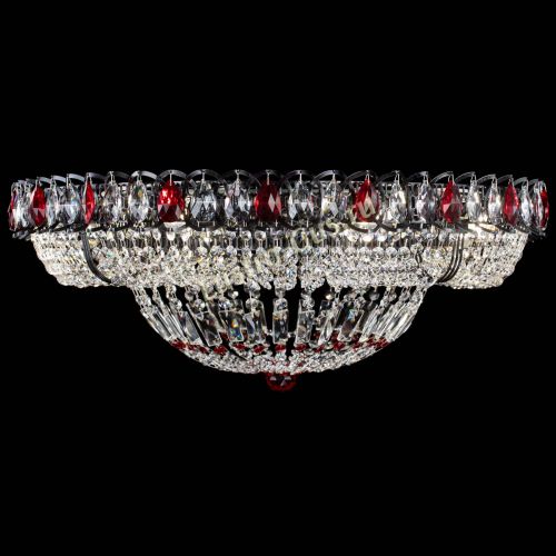 Люстра Кольцо Классика №8 Черная с красными подвесками в Симферополе Гусь Хрустальный