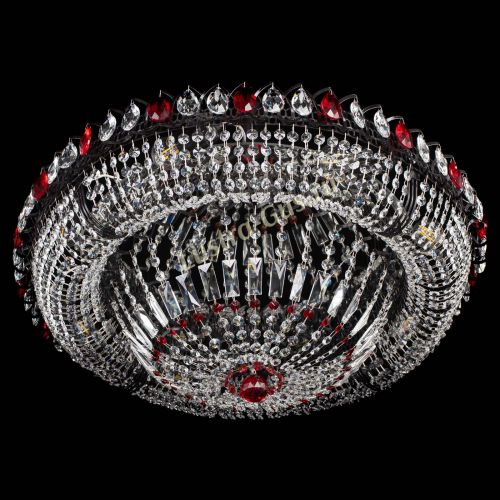 Люстра Кольцо Классика №8 Черная с красными подвесками в Симферополе Гусь Хрустальный