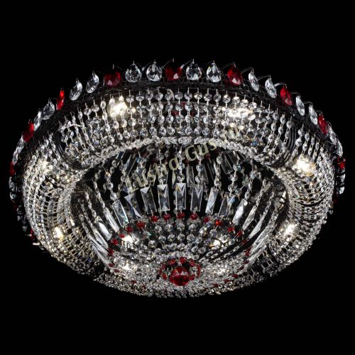 Люстра Кольцо Классика №8 Черная с красными подвесками в Симферополе Гусь Хрустальный