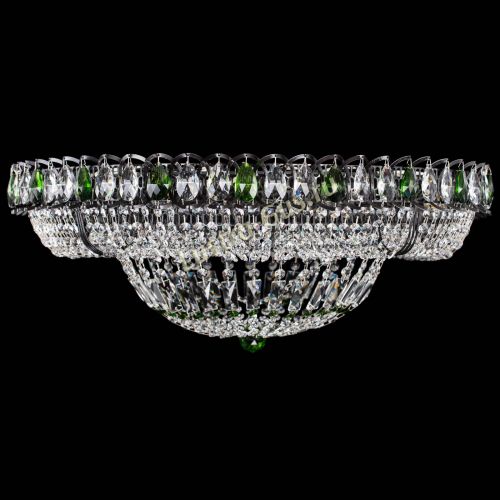Люстра Кольцо Классика №8 Черная с зелеными подвесками в Симферополе Гусь Хрустальный