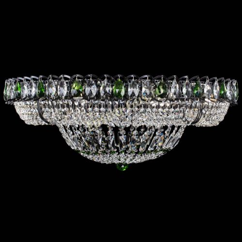 Люстра Кольцо Классика №8 Черная с зелеными подвесками в Симферополе Гусь Хрустальный