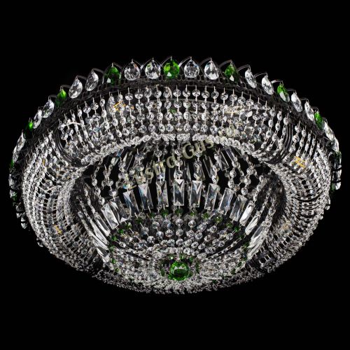 Люстра Кольцо Классика №8 Черная с зелеными подвесками в Симферополе Гусь Хрустальный
