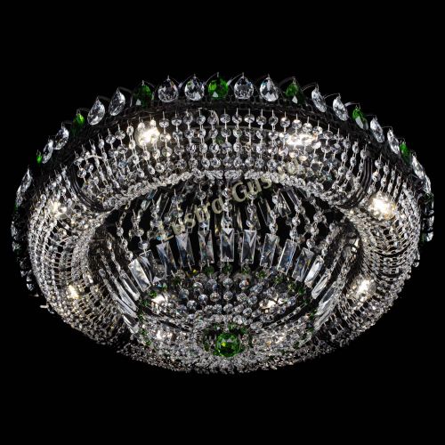 Люстра Кольцо Классика №8 Черная с зелеными подвесками в Симферополе Гусь Хрустальный