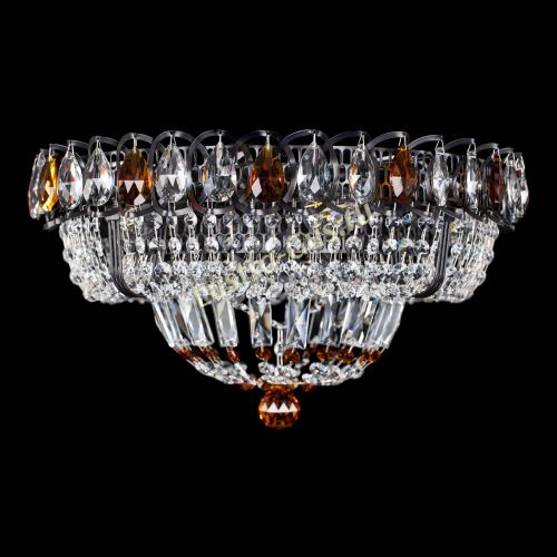 Люстра Кольцо Классика Черная с чайными подвесками в Симферополе Гусь Хрустальный