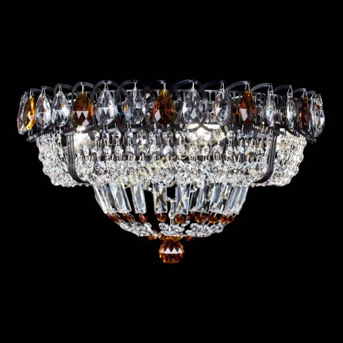 Люстра Кольцо Классика Черная с чайными подвесками в Симферополе Гусь Хрустальный