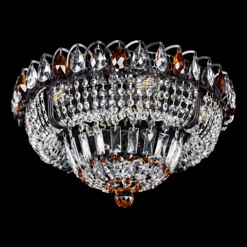 Люстра Кольцо Классика Черная с чайными подвесками в Симферополе Гусь Хрустальный