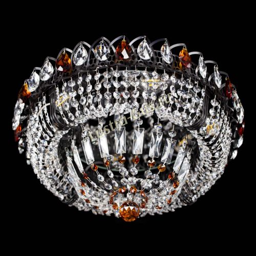 Люстра Кольцо Классика Черная с чайными подвесками в Симферополе Гусь Хрустальный