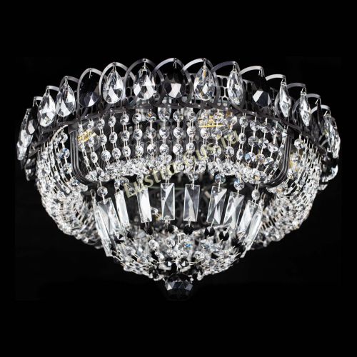 Люстра Кольцо Классика Черная с черными подвесками в Симферополе Гусь Хрустальный