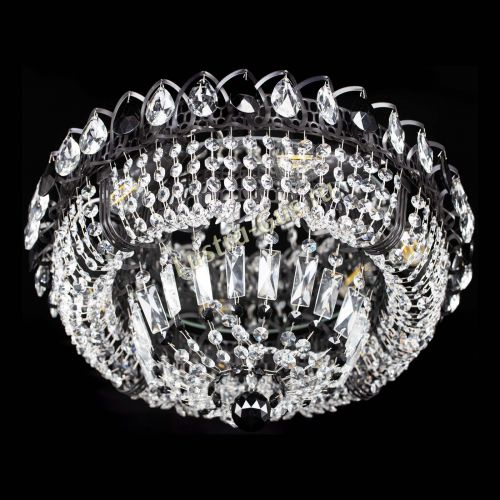 Люстра Кольцо Классика Черная с черными подвесками в Симферополе Гусь Хрустальный