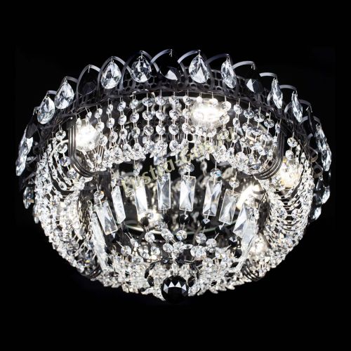 Люстра Кольцо Классика Черная с черными подвесками в Симферополе Гусь Хрустальный