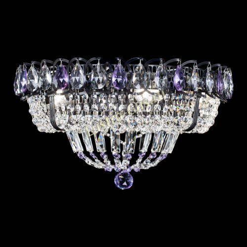 Люстра Кольцо Классика Черная с фиолетовыми подвесками в Симферополе Гусь Хрустальный