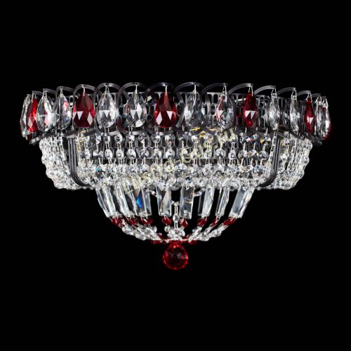 Люстра Кольцо Классика Черная с красными подвесками в Симферополе Гусь Хрустальный