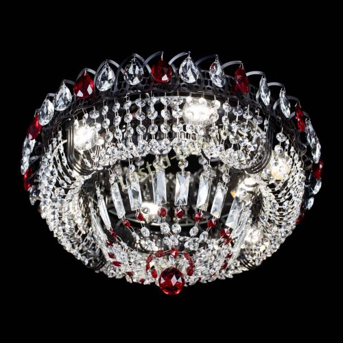 Люстра Кольцо Классика Черная с красными подвесками в Симферополе Гусь Хрустальный