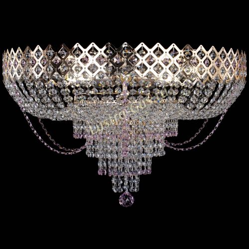 Люстра Корона №11 розовая в Симферополе Гусь Хрустальный