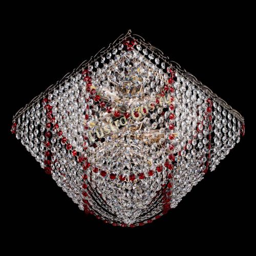 Люстра Квадрат Бриз красная в Симферополе Гусь Хрустальный