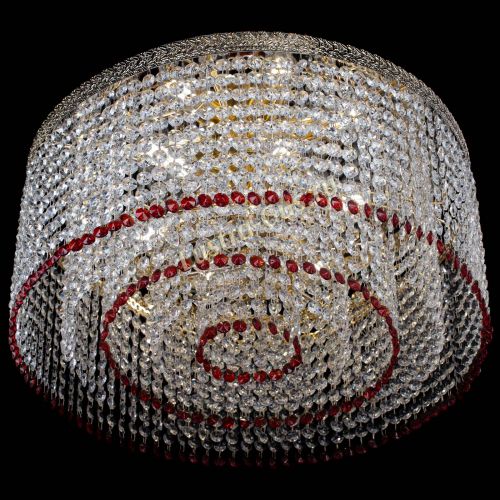 Люстра Милан капель оптикон Красная в Симферополе Гусь Хрустальный