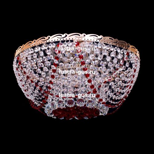 Люстра Анжелика 6 ламп + низ красная в Симферополе Гусь Хрустальный