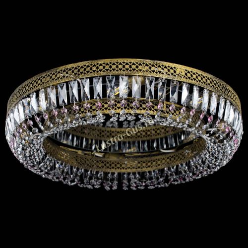 Люстра Венеция Кольцо №8 пластинка под бронзу Розовая в Симферополе Гусь Хрустальный