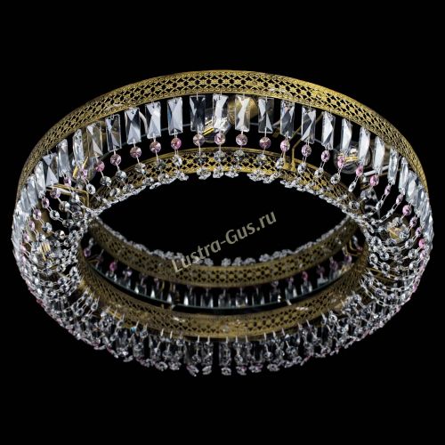 Люстра Венеция Кольцо №8 пластинка под бронзу Розовая в Симферополе Гусь Хрустальный