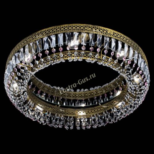 Люстра Венеция Кольцо №8 пластинка под бронзу Розовая в Симферополе Гусь Хрустальный