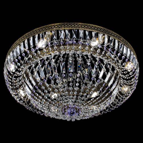 Люстра Венеция Купол пластинка под бронзу Фиолетовая в Симферополе Гусь Хрустальный