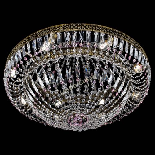 Люстра Венеция Купол пластинка под бронзу Розовая в Симферополе Гусь Хрустальный