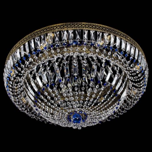Люстра Венеция Купол пластинка под бронзу Синяя в Симферополе Гусь Хрустальный