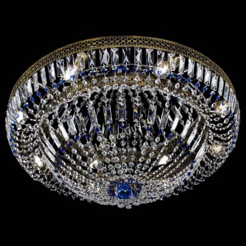 Люстра Венеция Купол пластинка под бронзу Синяя в Симферополе Гусь Хрустальный