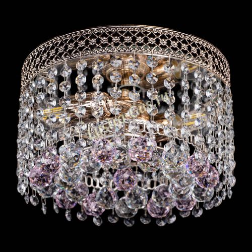 Люстра Венеция шар №2 розовая в Симферополе Гусь Хрустальный