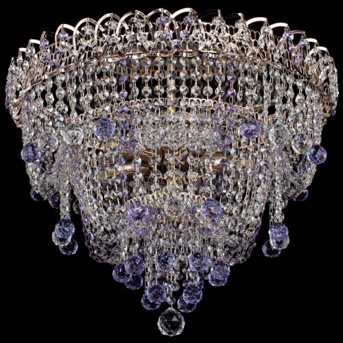 Люстра Водопад Софья фиолетовая в Симферополе Гусь Хрустальный