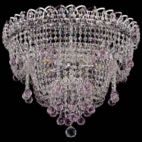 Люстра Водопад Софья розовая в Симферополе Гусь Хрустальный