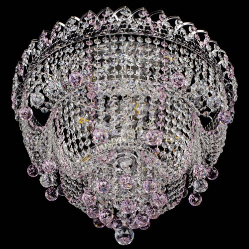 Люстра Водопад Софья розовая в Симферополе Гусь Хрустальный