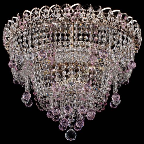 Люстра Водопад Софья розовая в Симферополе Гусь Хрустальный