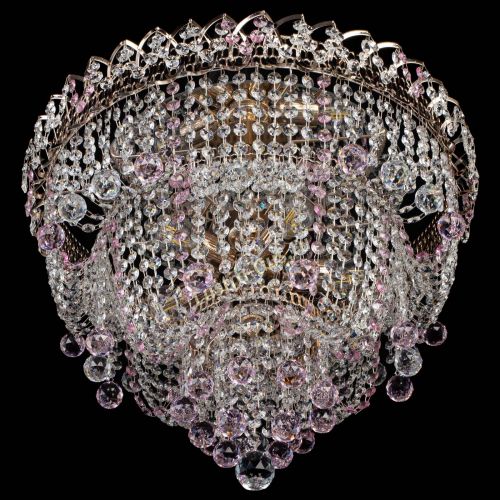 Люстра Водопад Софья розовая в Симферополе Гусь Хрустальный