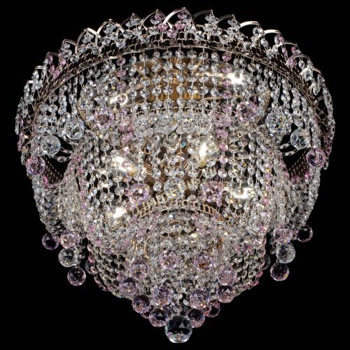 Люстра Водопад Софья розовая в Симферополе Гусь Хрустальный