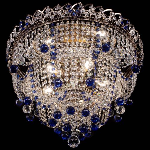 Люстра Водопад Софья синяя в Симферополе Гусь Хрустальный