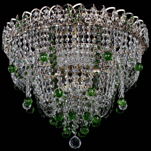 Люстра Водопад Софья зеленая в Симферополе Гусь Хрустальный